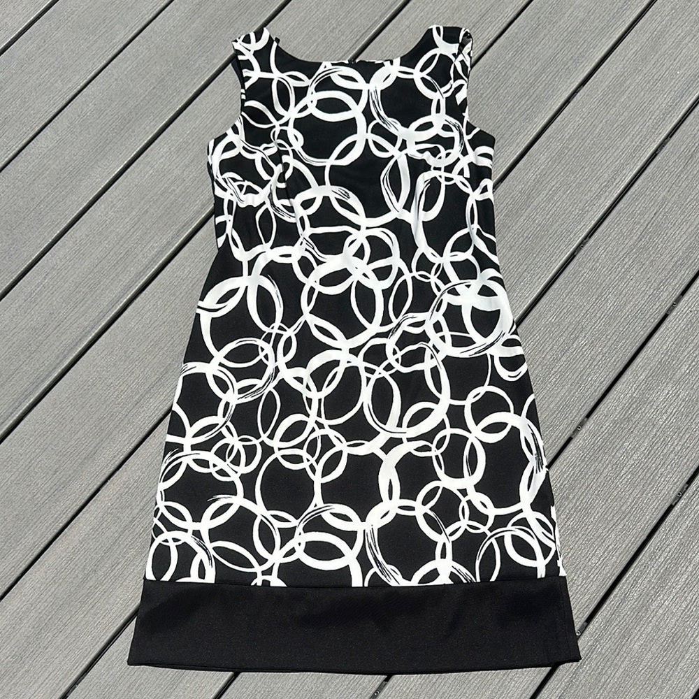 AB Studio Black and White Sheath Mini Dress